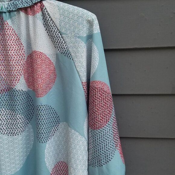 Renee C Boho circle Print Peasant BlouseSize Large - Picture 4 of 10